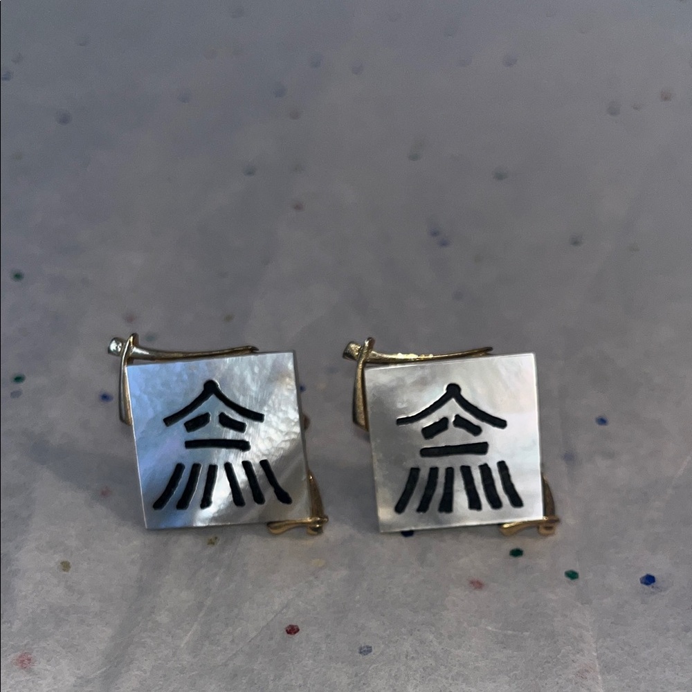 Cuff links, vintage, mother of pearl, by Swank